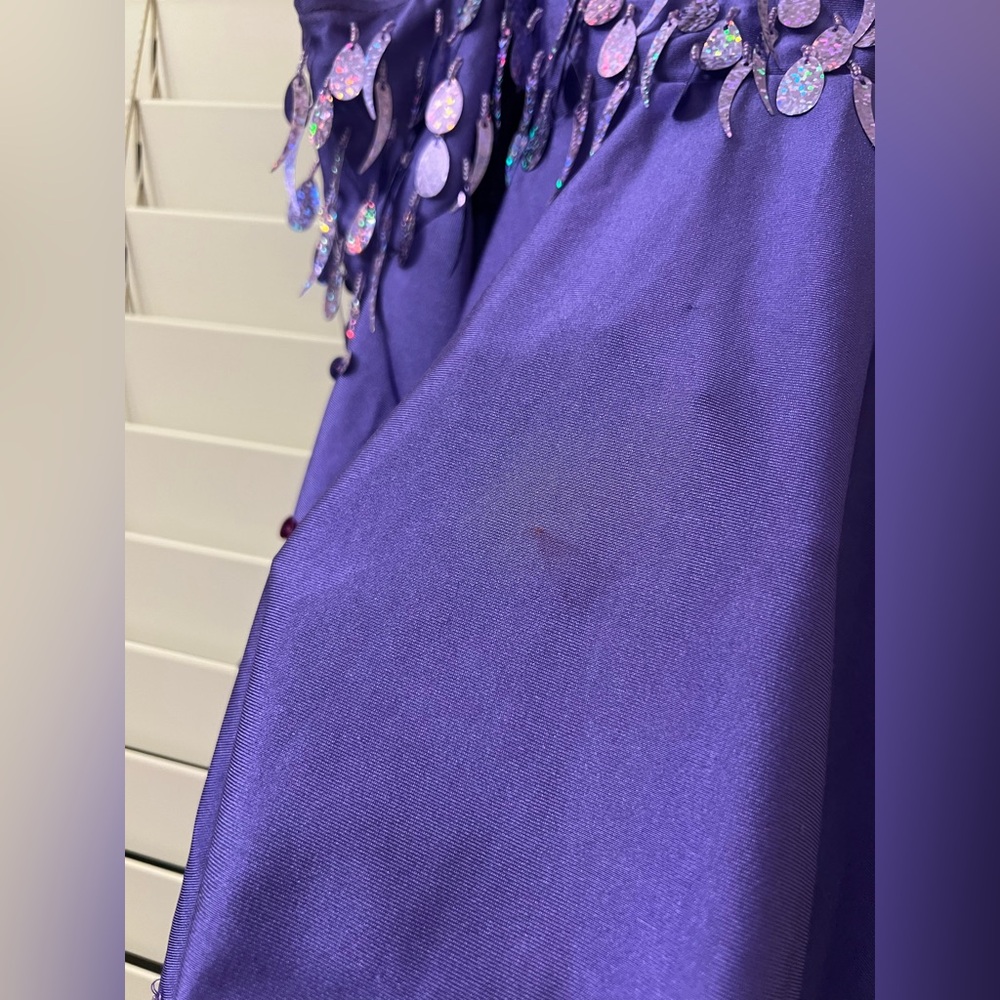 Glamour Costume Dance 2-Piece Sequin Purple Costume Adult Small Tank Top/Shorts - Picture 8 of 12